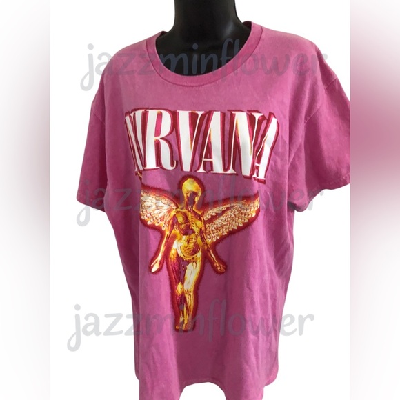Nirvana In Utero pink washed vintage look concert cotton‎ tshirt size large new - Picture 1 of 13